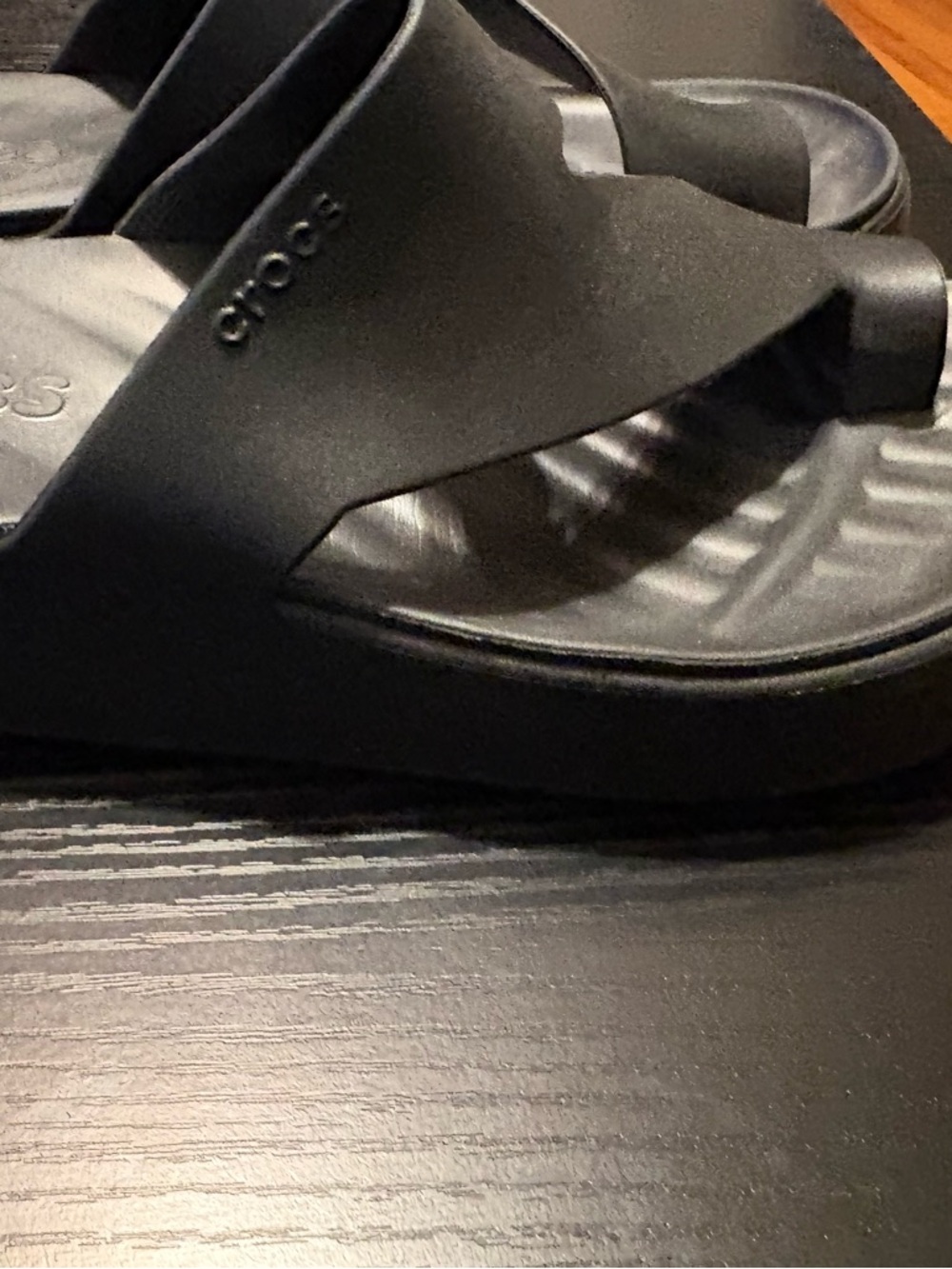 Crocs Women’s Black Slip-On Crossover Sandals - Picture 2 of 3